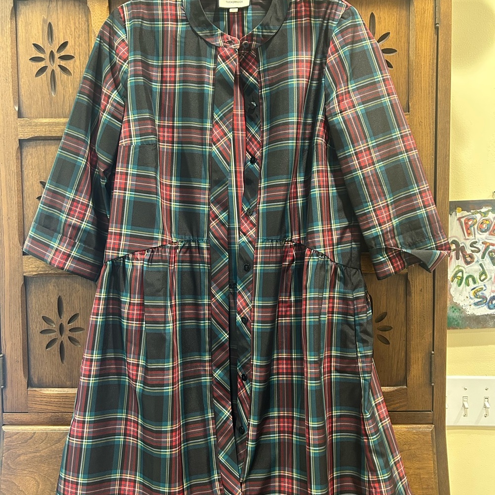 Plaid Button-Up Dress